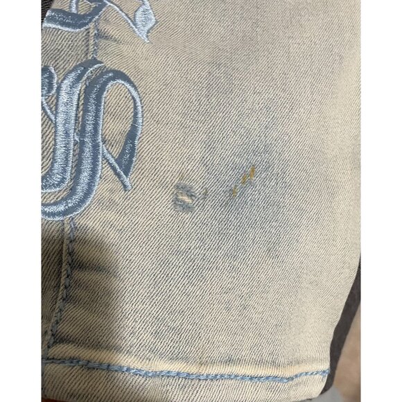 Pheelings Light Blue Distressed Cotton Blend Jeans With Embroidered Lettering - Picture 7 of 14